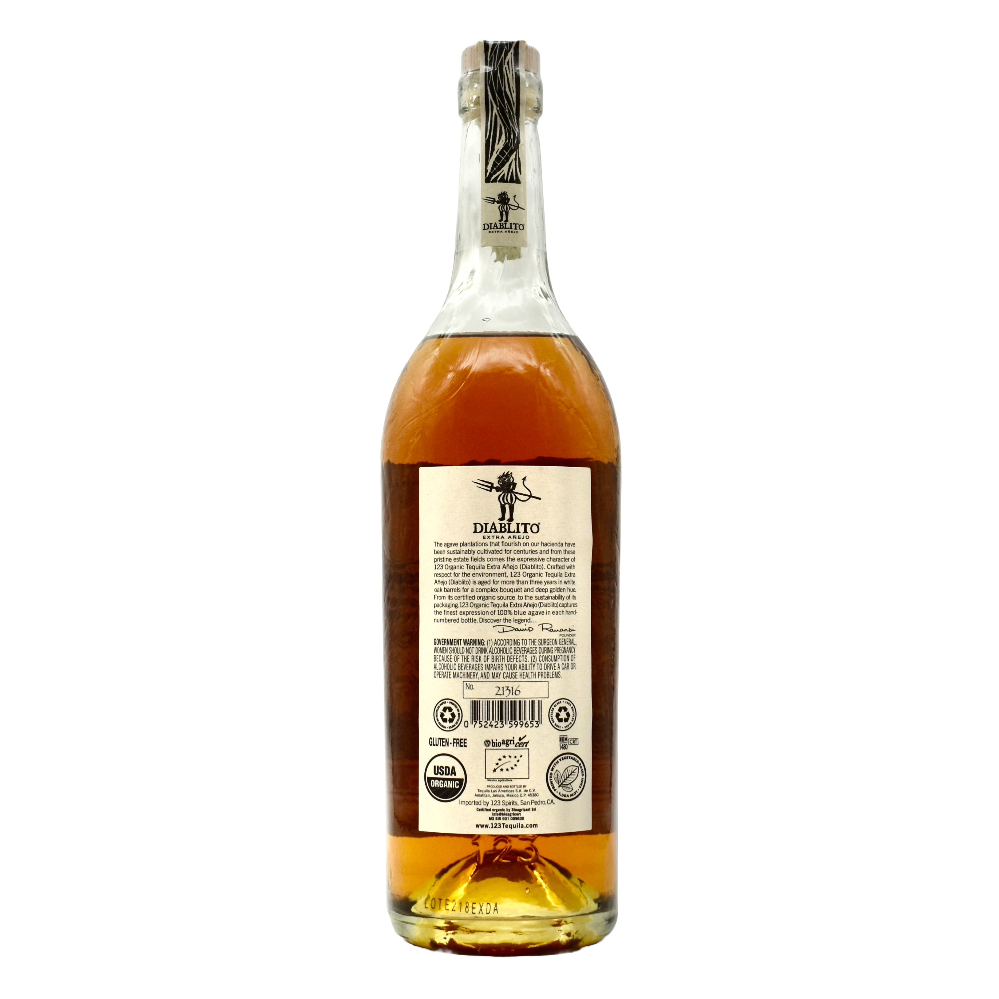 123 Tequila Extra Anejo Diablito 750ml