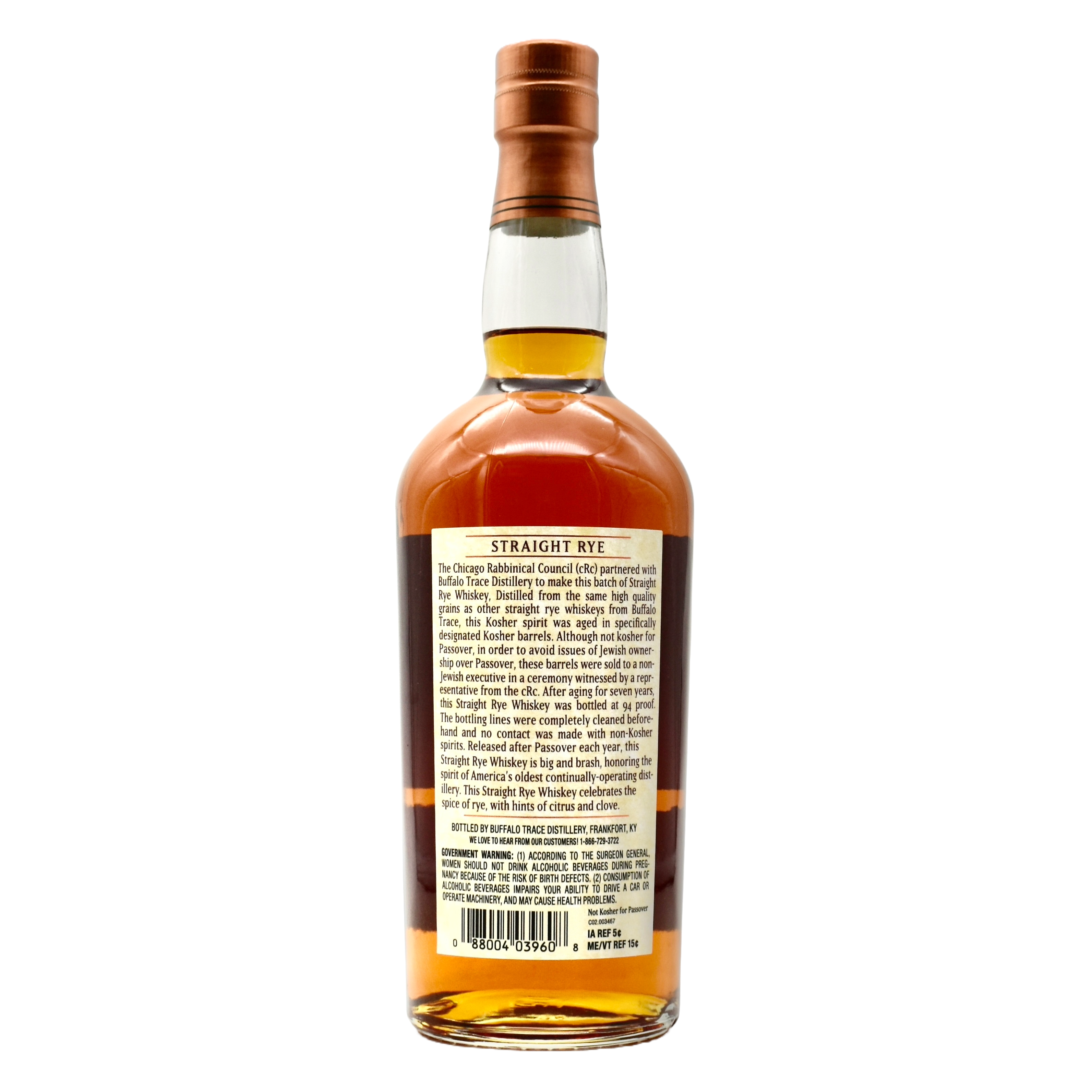 Buffalo Trace Kosher Straight Rye 750ml