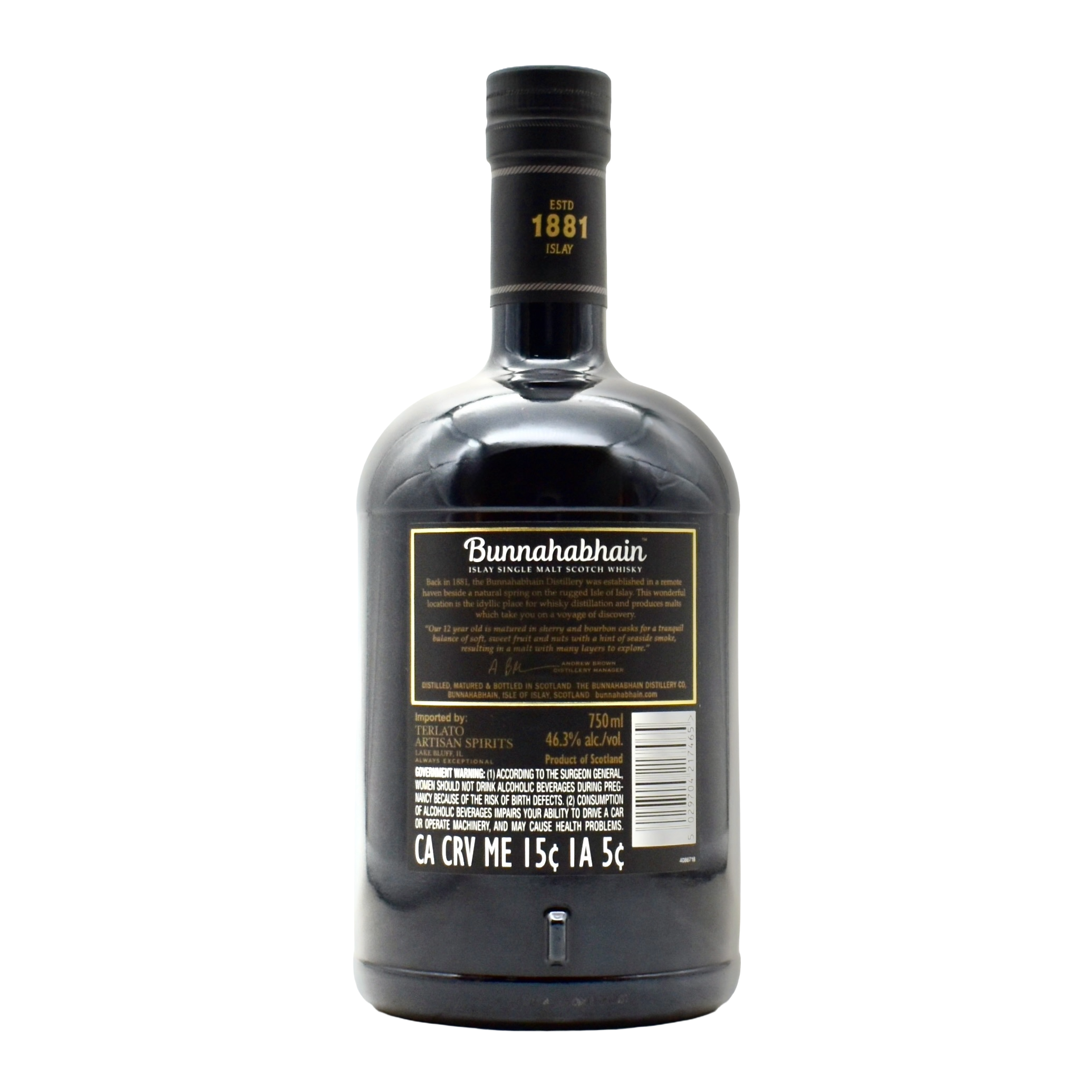Bunnahabhain 12 Year Old Single Malt Scotch Whisky 750ml