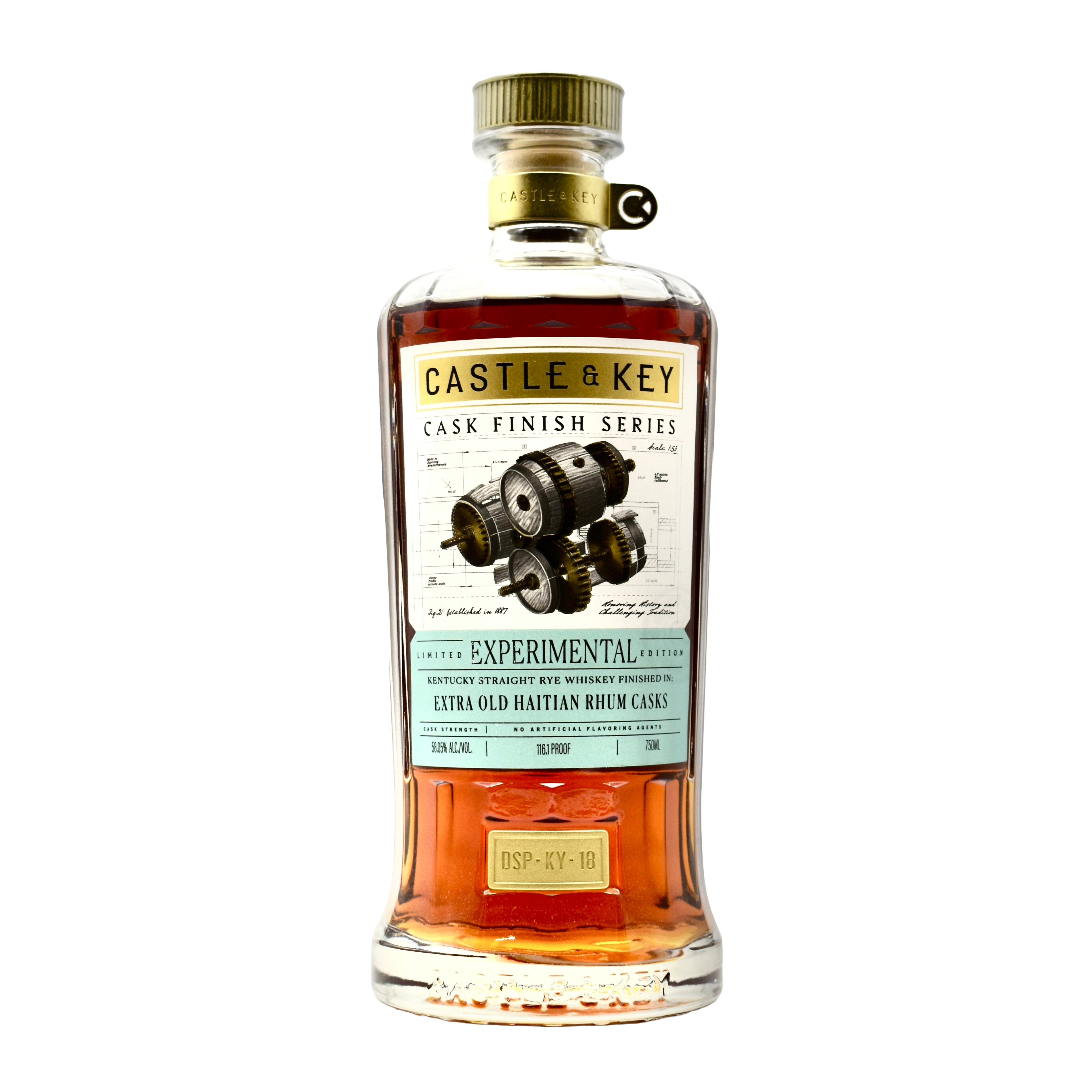 Castle & Key Rye Whiskey Experimental Series 2025 Extra Old Haitian Rhum Barrels 750ml