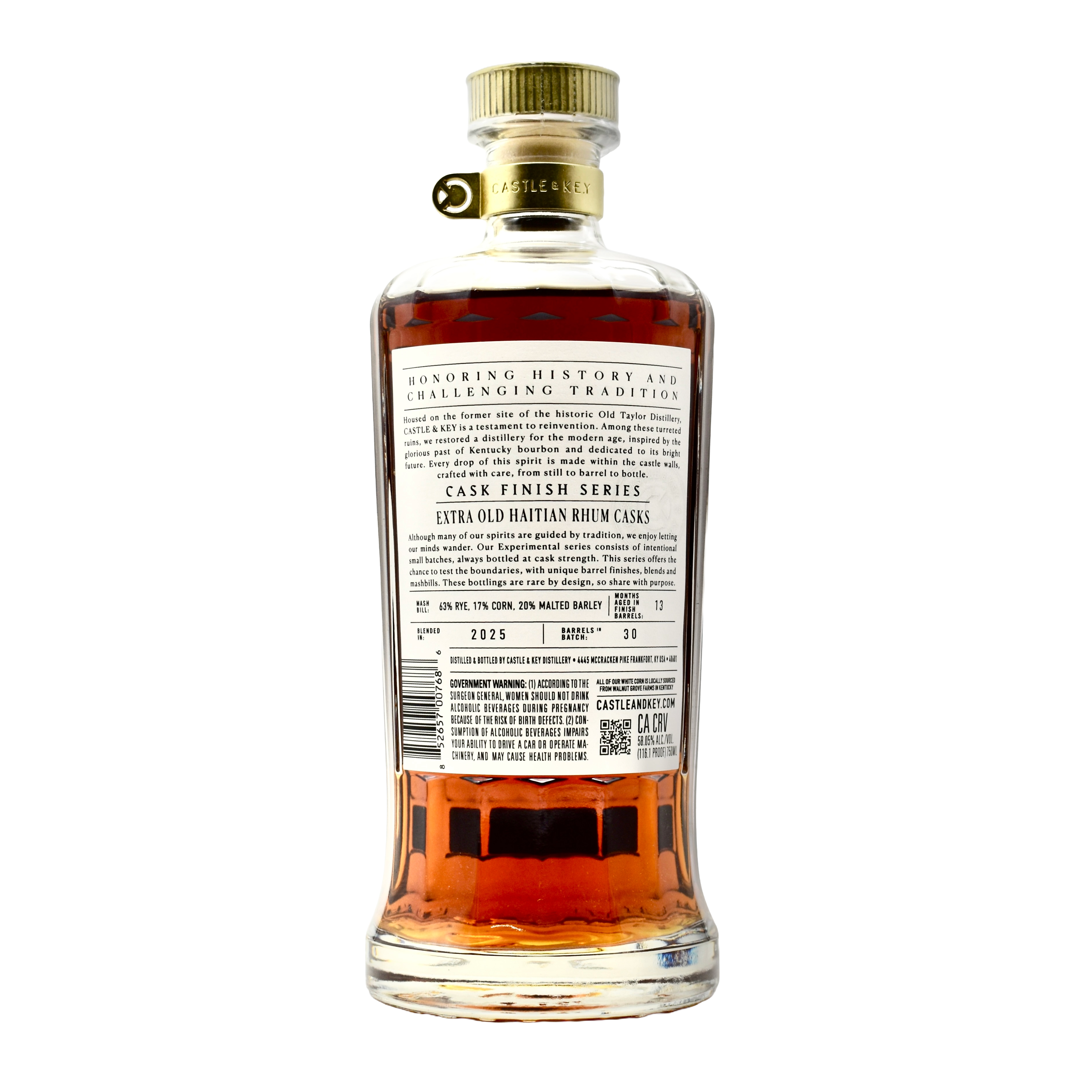 Castle & Key Rye Whiskey Experimental Series 2025 Extra Old Haitian Rhum Barrels 750ml