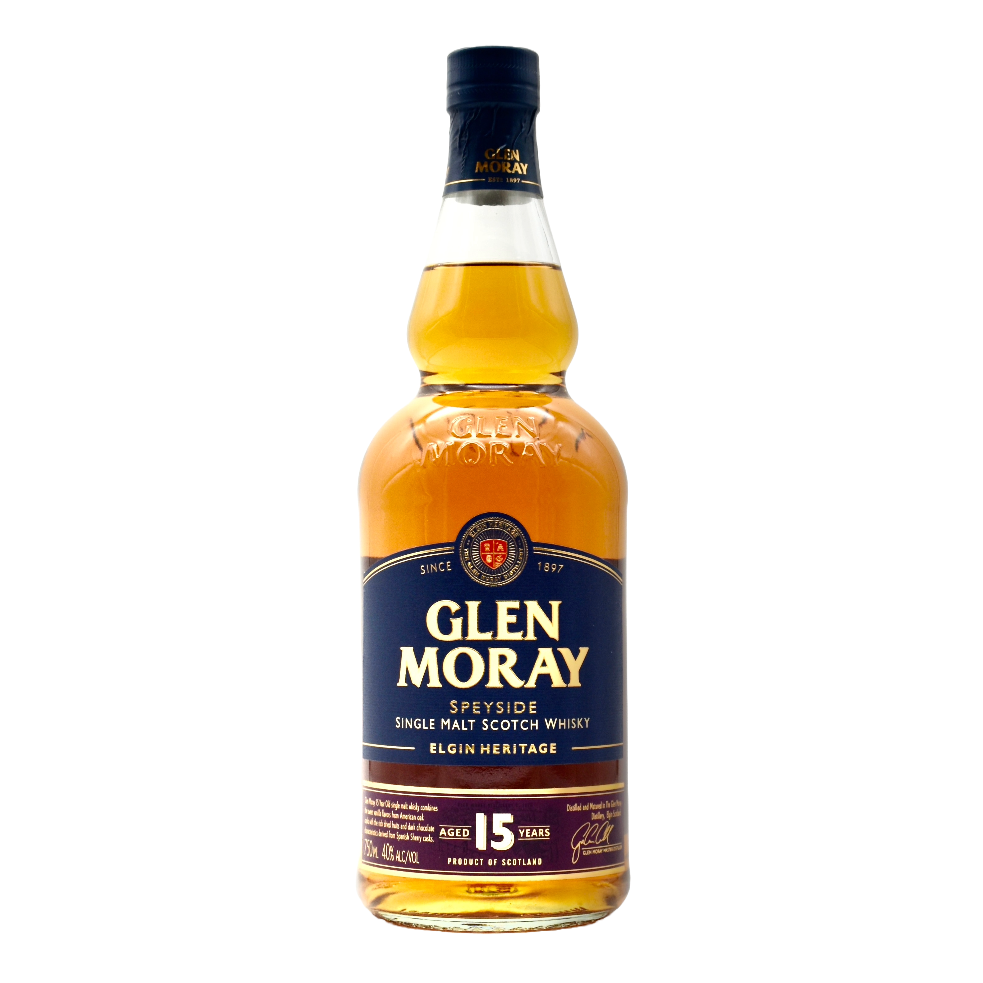 Glen Moray 15 Year Old Single Malt Speyside Scotch Whisky 750ml