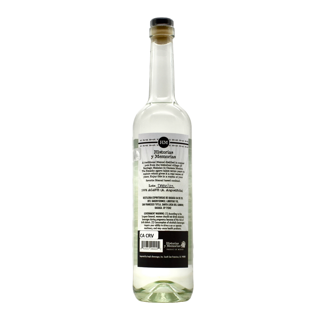 Historia y Memorias Mezcal Artesanal Espadin 750ml
