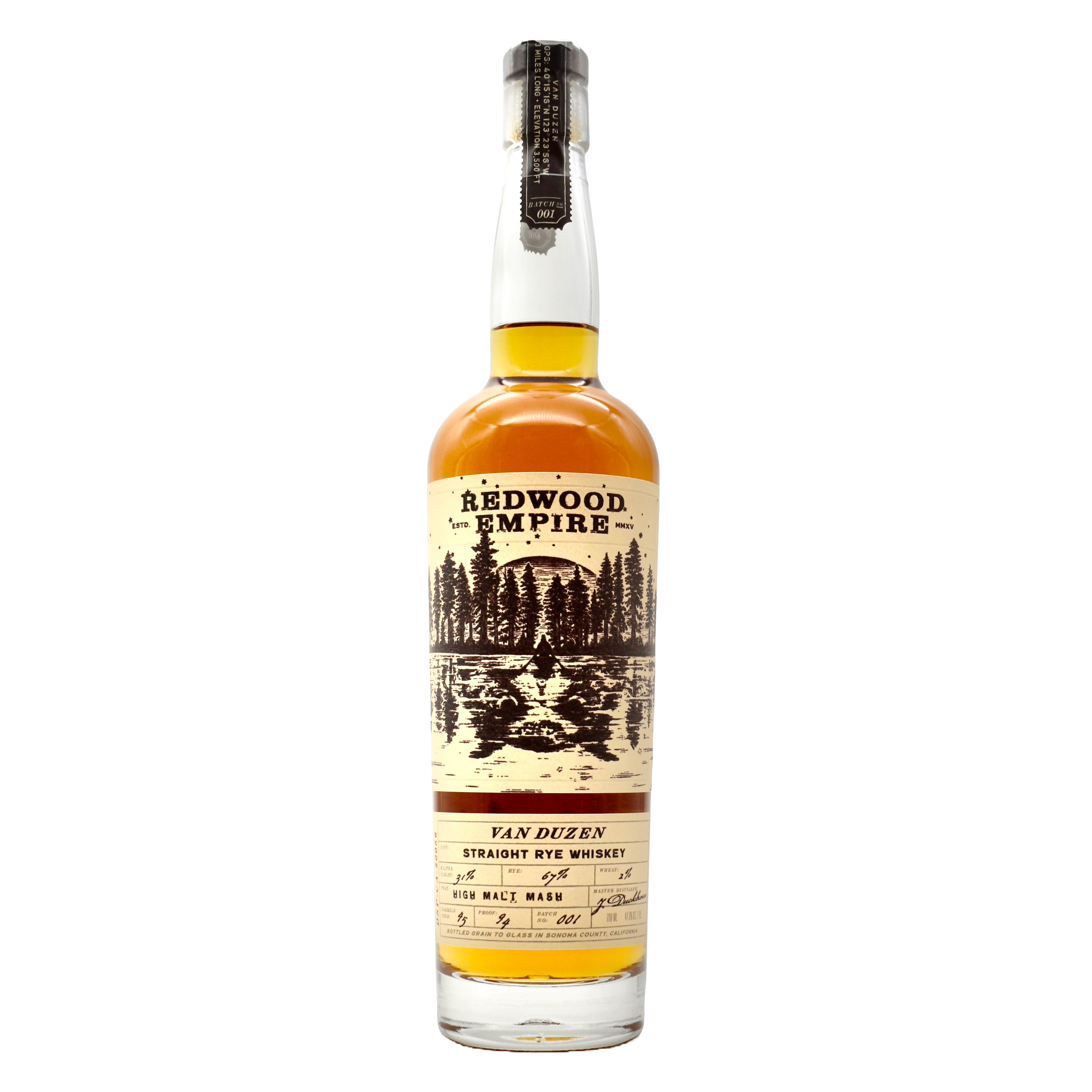 Redwood Empire Van Duzen Rye Whiskey 750ml