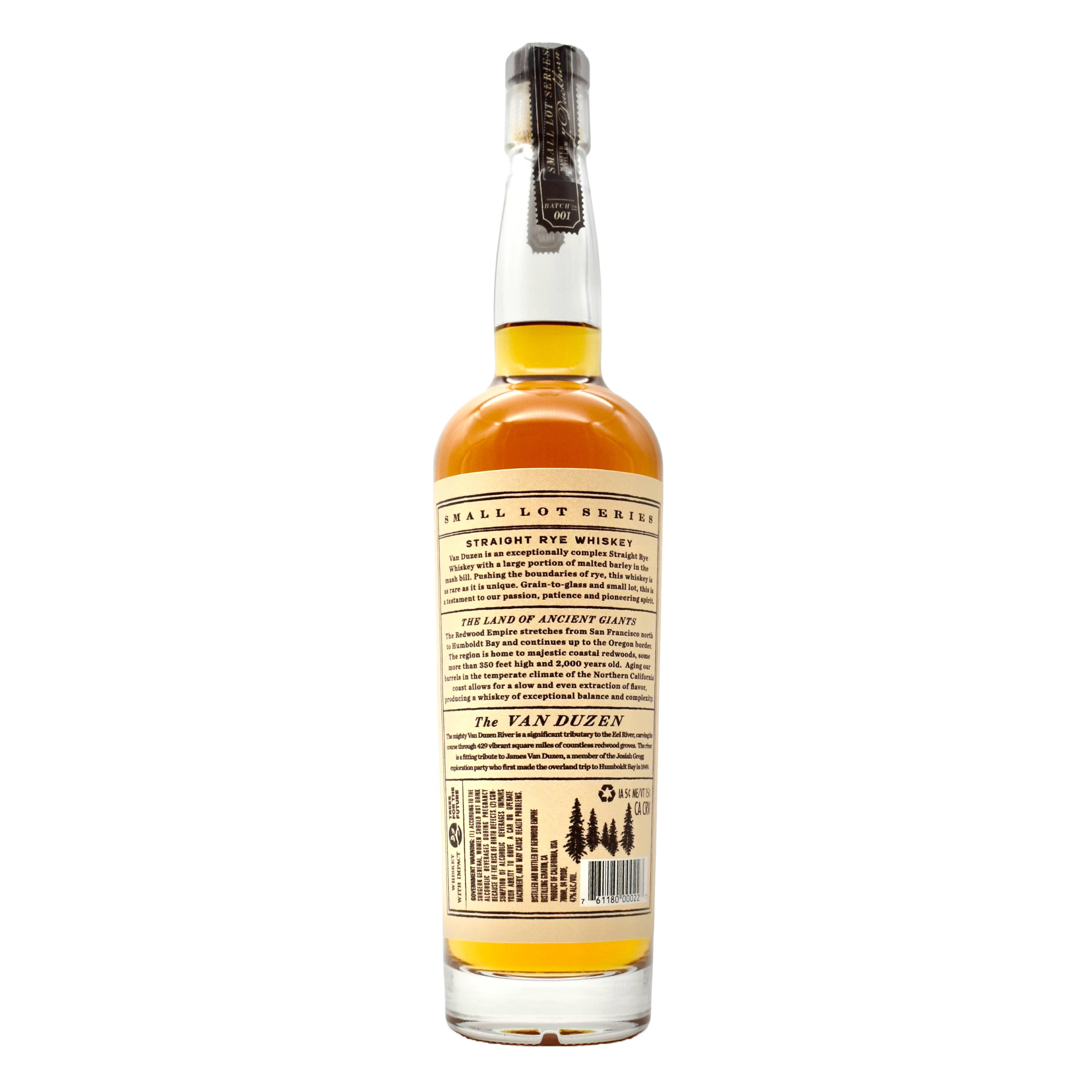 Redwood Empire Van Duzen Rye Whiskey 750ml