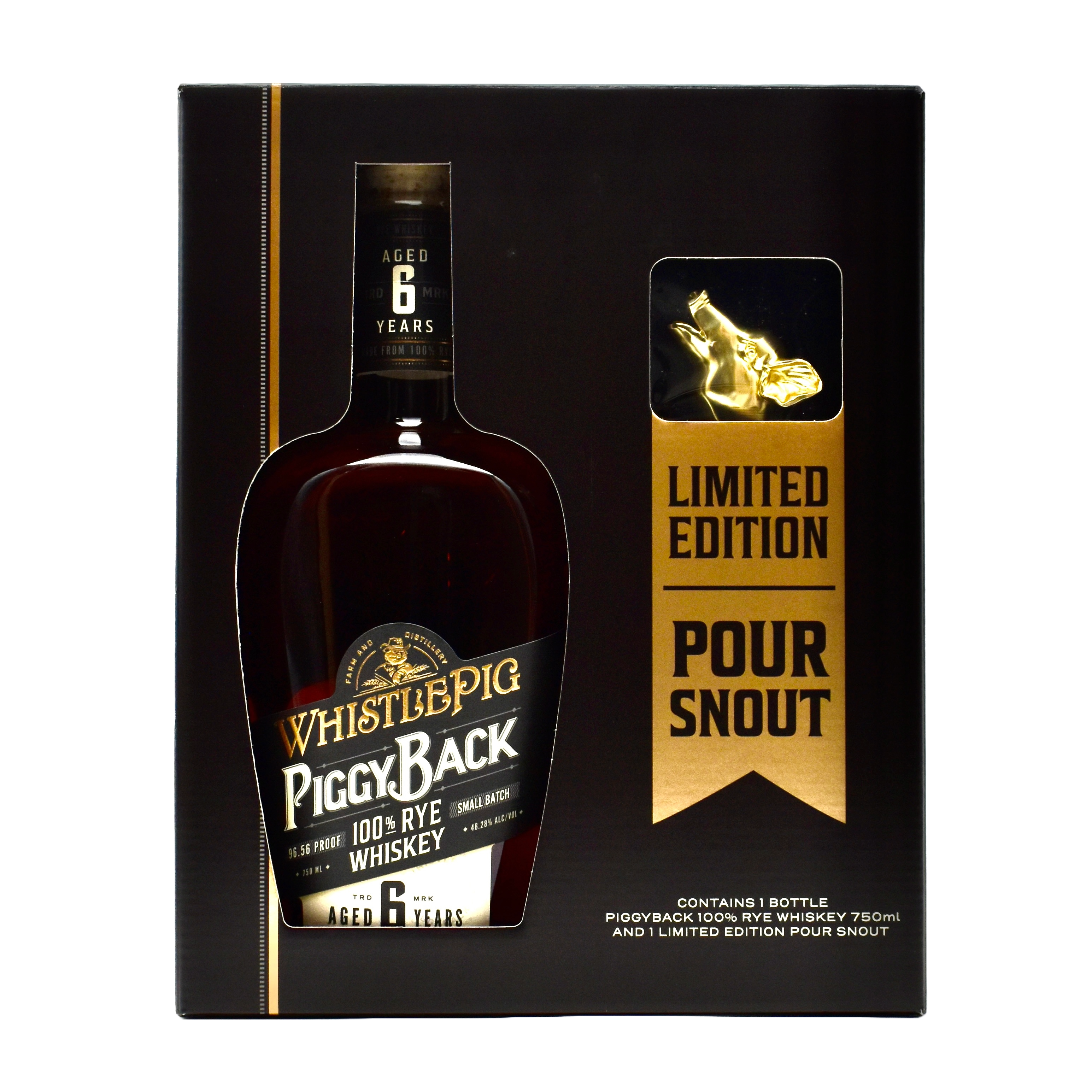 WhistlePig 6yr Piggyback Rye 750ml with Pour Snout